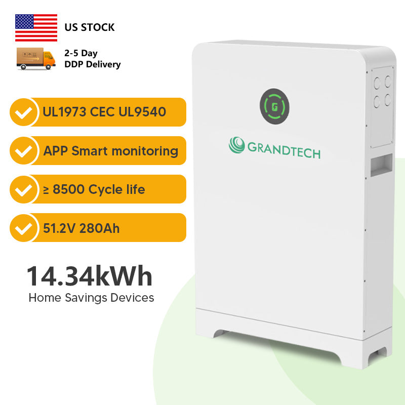 GRANDTECH 51.2V/314AH 14.34KWH LiFePO4 Home Energy Storage Battery